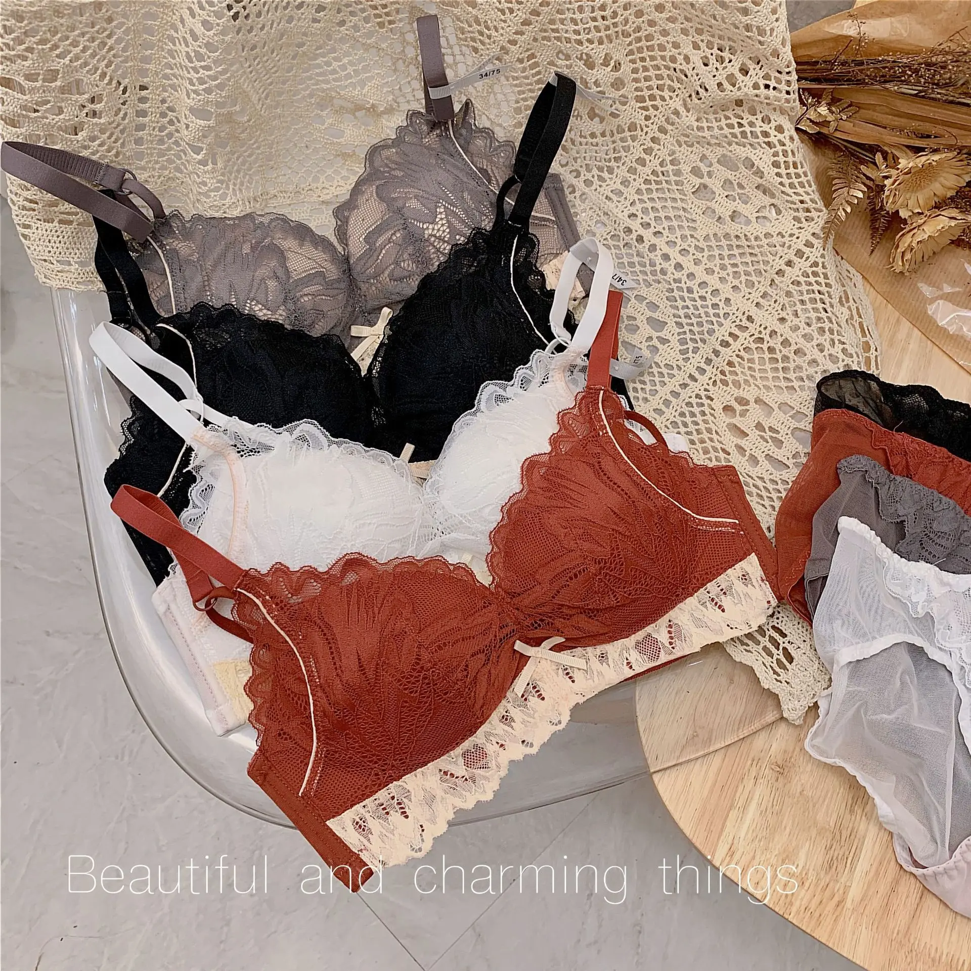 panties set  bra and underwear set  lingerie sets  lingerie femme    Seamless  Cotton  Modal  Full Cup  Adjusted-straps