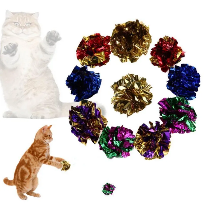 

12 шт. Mylar шары многоцветный Блестящий Crinkle кошка игрушка для домашнего животного котенка бусины кракле, легкий играть в подарок интерактивны...