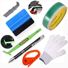 FOSHIO автомобильные наклейки, пленка, виниловый набор инструментов для обертывания, 500 см, вязаная лента, магнитный скребок, ручка для удаления пузырьков воздуха, аксессуары для стайлинга автомобиля