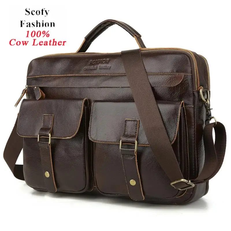 Брендовая Новинка 100% натуральная кожа сумка для ноутбука мужская деловая