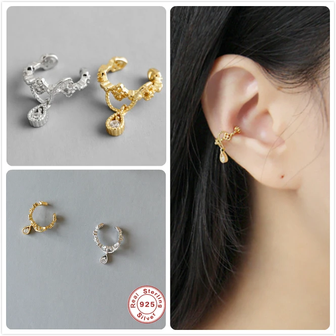 Женские серебряные серьги 925 пробы с золотой хрящевой костью для ушей без