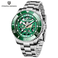 2021 green automatic mechanical mens watches skeleton hollow tourbillon mens watch 100m waterproof stainless steel reloj hombre