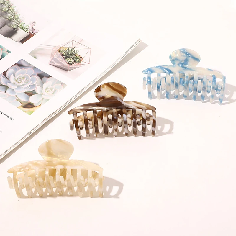 

New INS Korean Hair Claws Accetate Print Acrylic Hairpins Hair Clip Crab Hair Clamp Hair Accessories For Women Girls Bath Clips