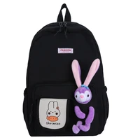 cartoon cute backpacks fresh school bag for teenage girls waterproof nylon backpack with rabbit doll childrens shoulder bags