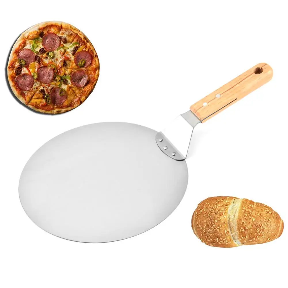 Лопатка для пиццы лопатка из нержавеющей стали с деревянной ручкой 10 дюймов