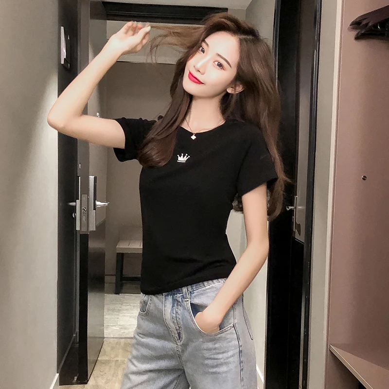 

Женская футболка с коротким рукавом, свободного покроя, из 2021 хлопка