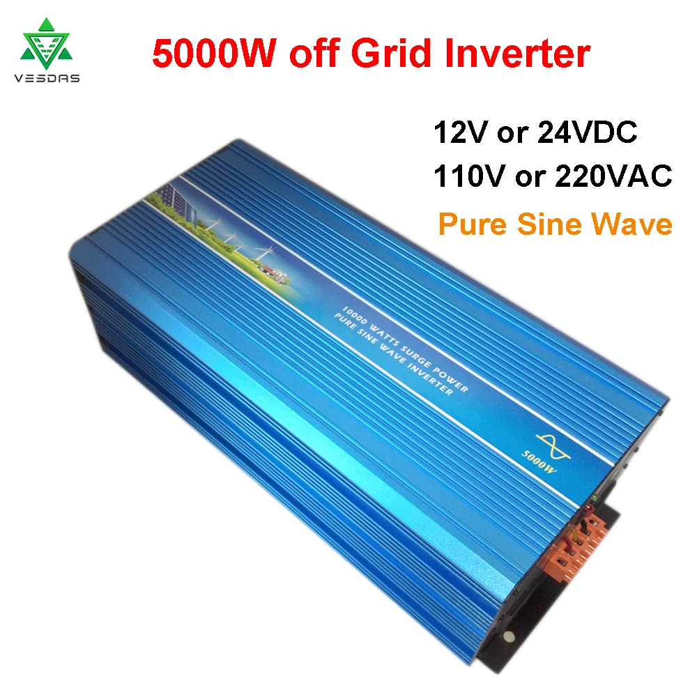 5000 Вт DC12V/24 В AC110V/220 решетки чистая синусоида Однофазный инвертор с зарядным