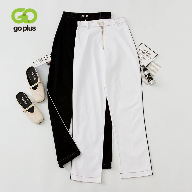 Брюки-карго GOPLUS женские свободные прямые штаны брюки черного и белого цвета -