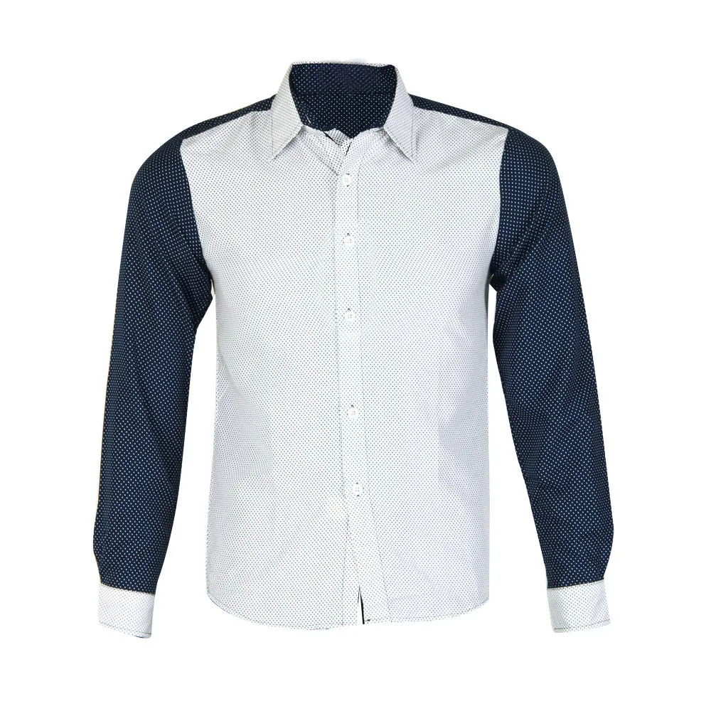 Модная мужская Роскошная рубашка с длинным рукавом Повседневная приталенная