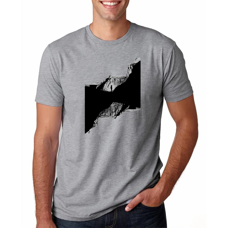 927654 Повседневная футболка с коротким рукавом мужская серая хлопковая крутая