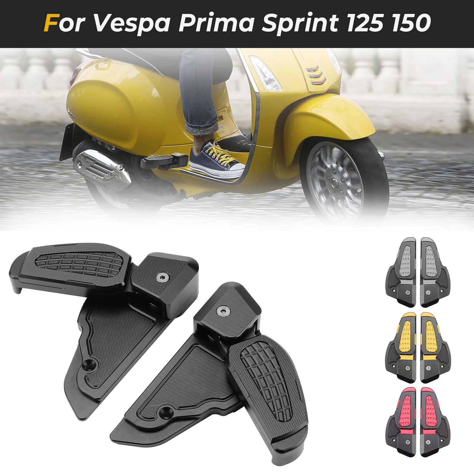 

Footpegs Motorcycle Rear Footrest For Vespa Prima 125 150 SPRINT 2017-2020 Passenger Extension Foot Pad Foot pegs Adapter