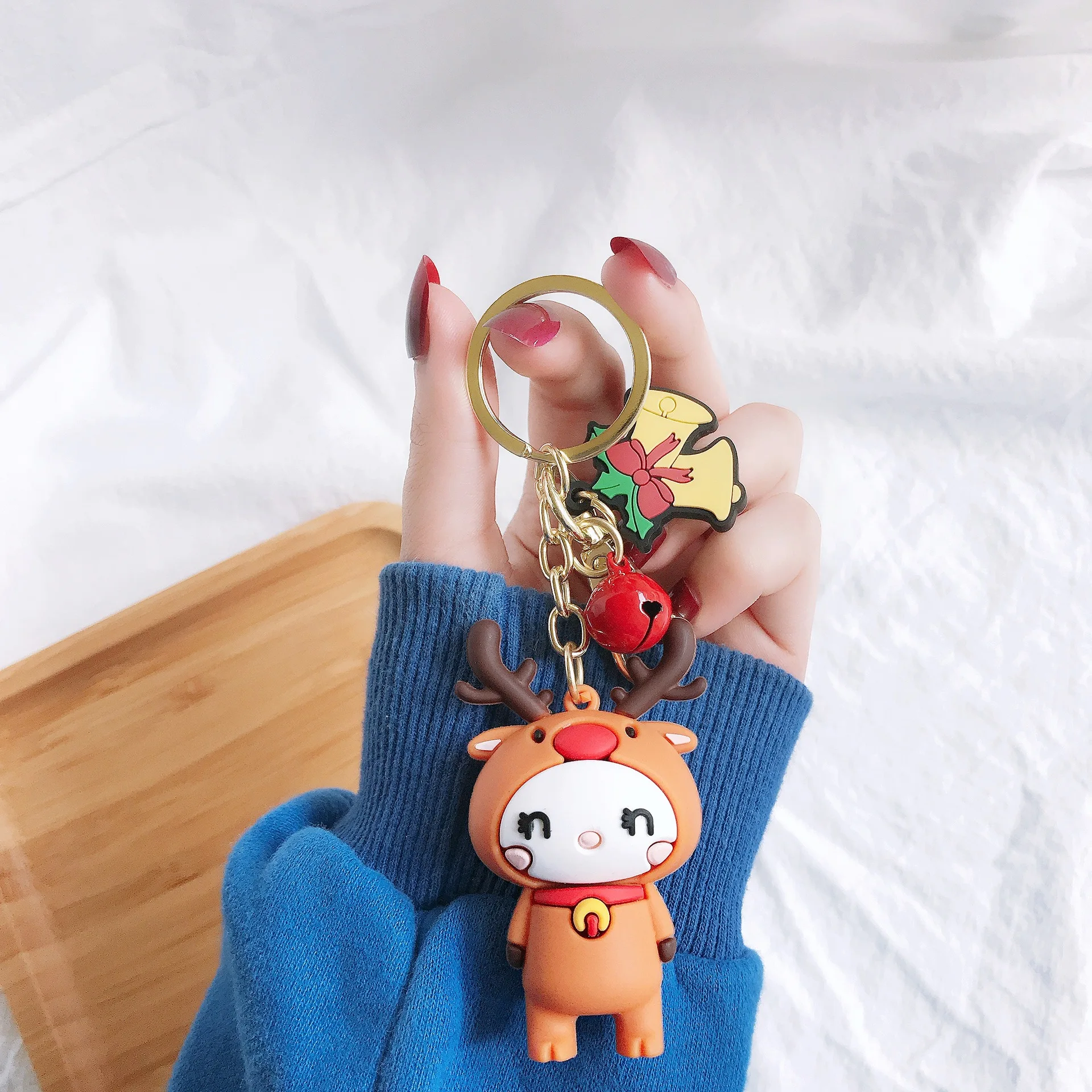 

Fashion Little Milu Deer Keychain Lovely Silicone Doll Bag Backpack Car Key Accessories Couple's Keyring Pendant Christmas Gift