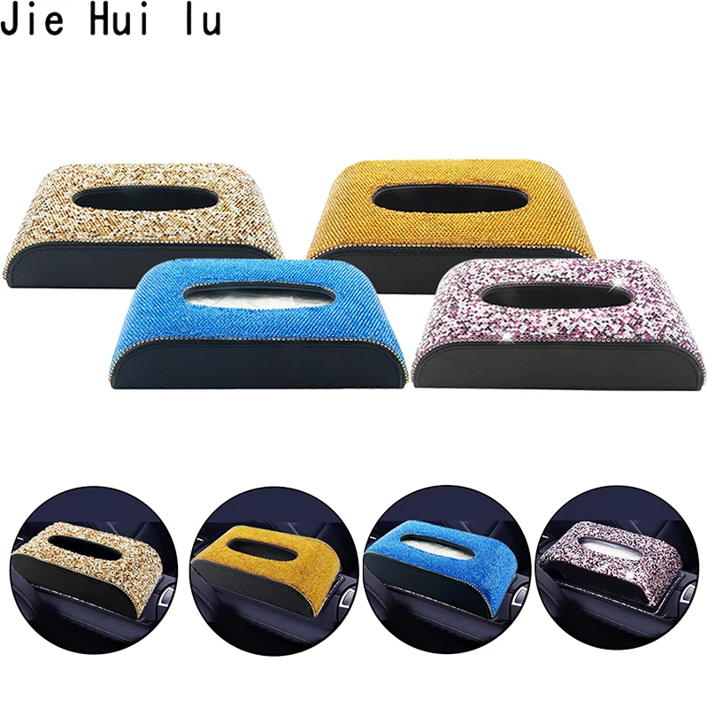 

Rhinestone Car Tissue Box Luxury Bling Diamond Crystal Auto Tissue Holder Car Styling Tissue Paper Cover for Women