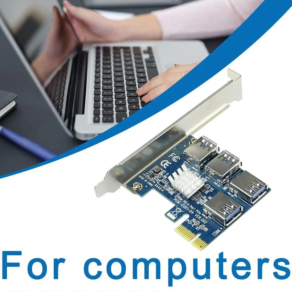 

PCI-E To PCI-E Riser Card 16X Slots Riser Card PCI-E 1X To External 4 PCI-E USB 3.0 Adapter Multiplier Card For Bitcoin Miner