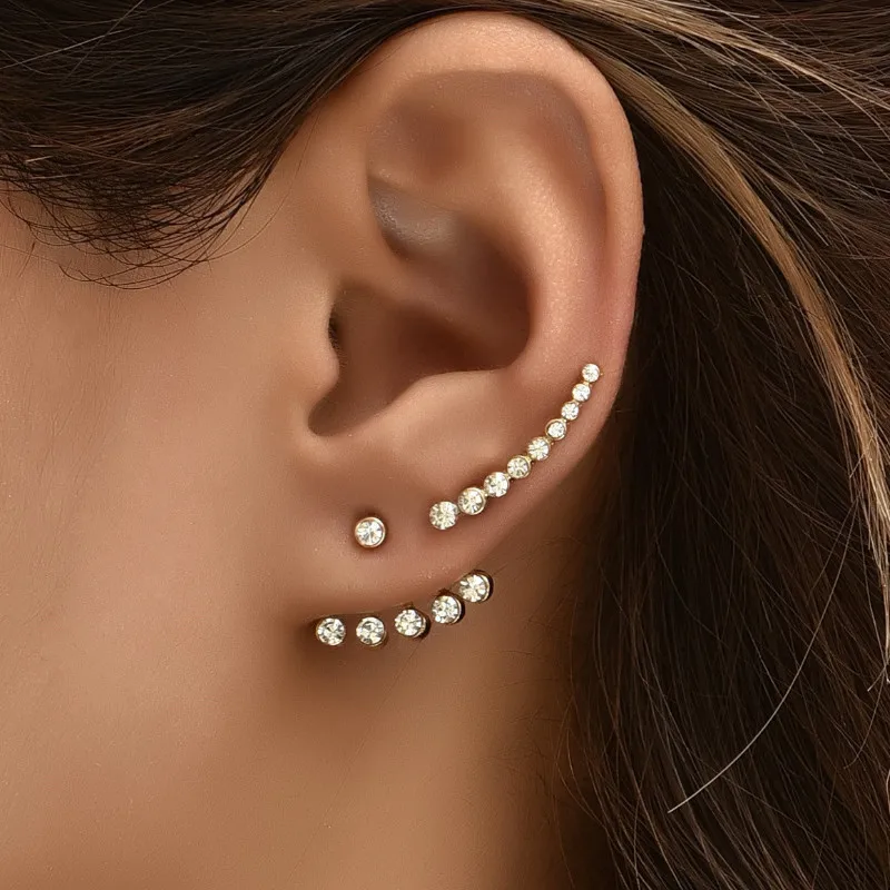 

2021 Jewelry Gifts Women Personality Inlaid Rhinestone Stud Earrings