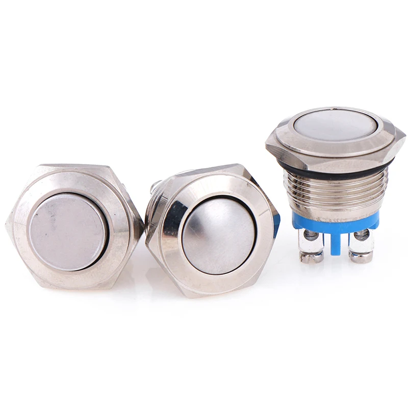 Металлический кнопочный переключатель 16 мм IP67 водостойкий никелированная