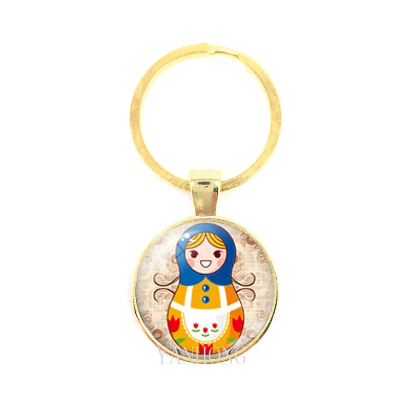 Бронзовый брелок для ключей с русской куклой металлическое кольцо ювелирный