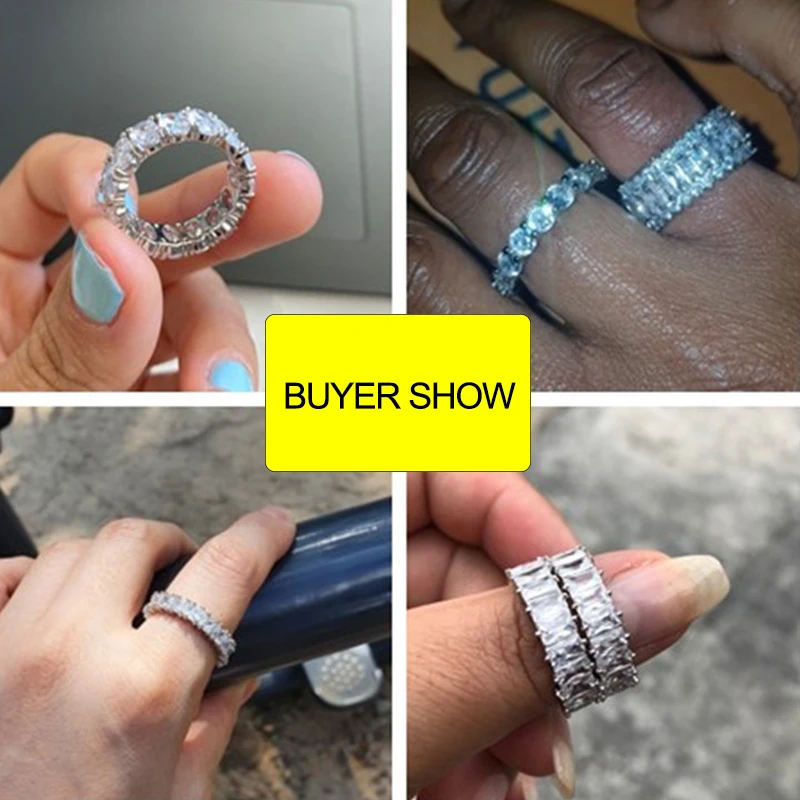

Handmade Eternity Promise Crystal Ring AAA Cz Zircon Engagement Wedding Band Rings for Women Men Finger Party Jewelry CRL1141