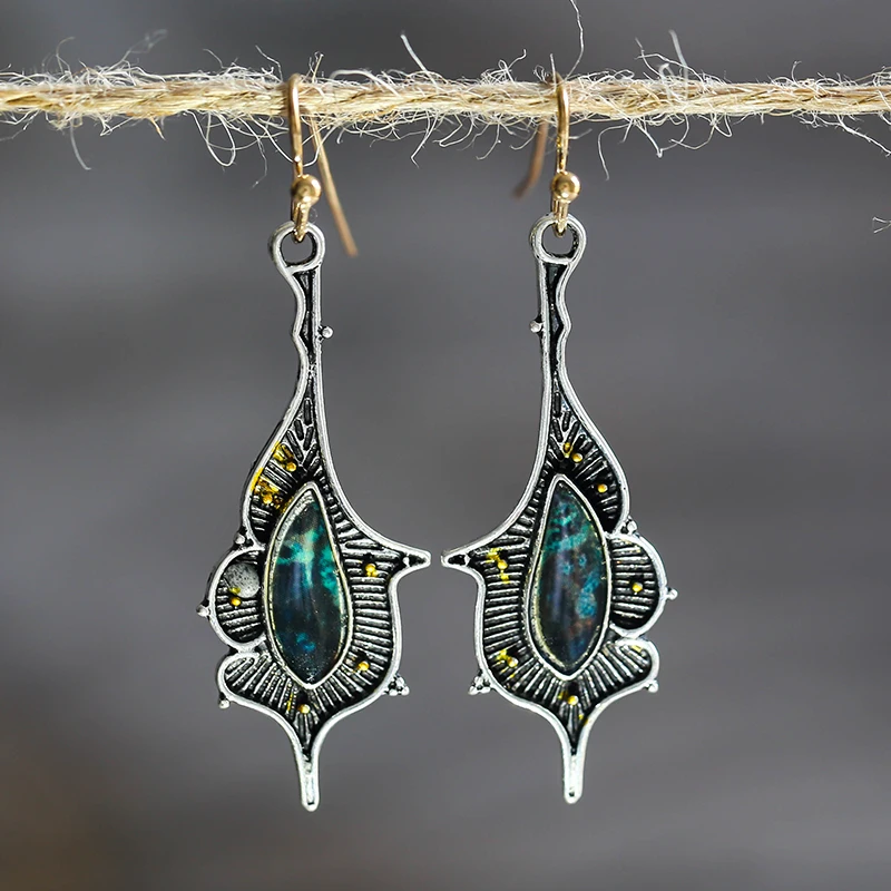 

Classic Vintage Cute Swan Blue Opal Resin Stone Earrings for Women Girl Friend Drop Jewelry Gift