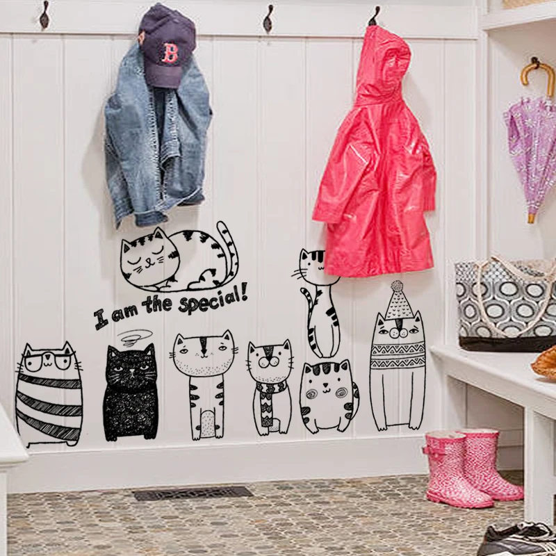 Самодельные наклейки на стену с изображением кошки для спальни гостиной