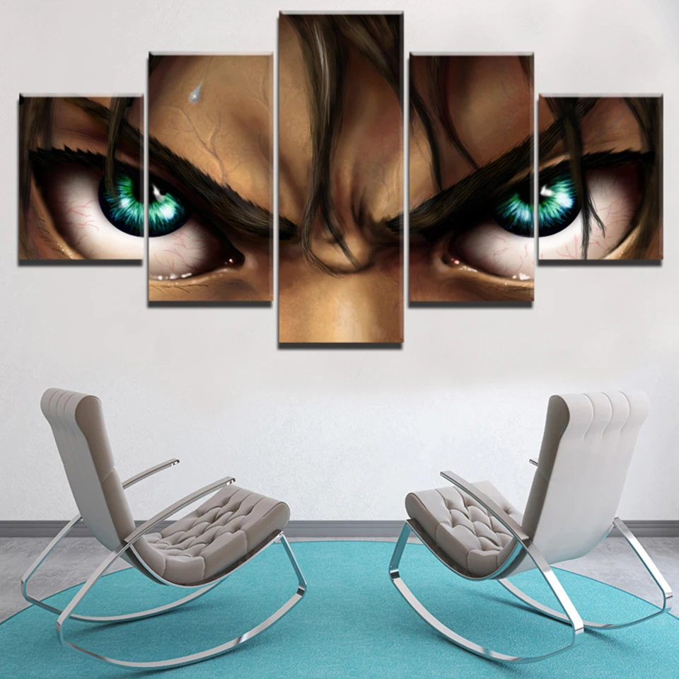 Модульные Hd-принты картины для украшения дома 5 шт. атака на Титанов постер холсте