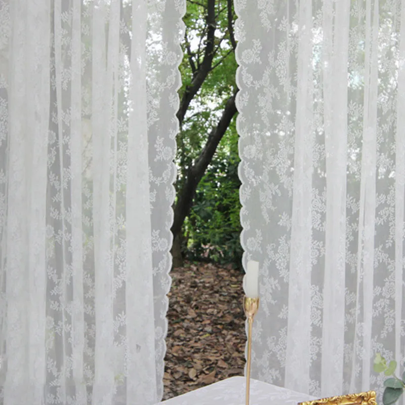 Однотонные белые кружевные оконные шторы для гостиной балкона спальни