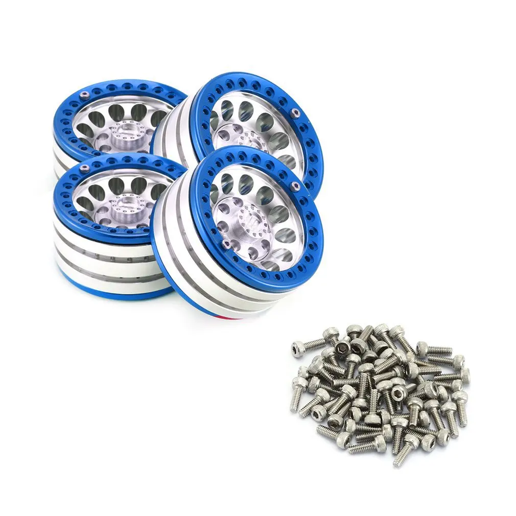 

4PCS 1.9-inch Heavy Aluminum Alloy Lock Tire Hub Wheels Rim Set Beadlock Wheels Rims For RC Crawler 1/10 SCX10 90046 TRX4 D90