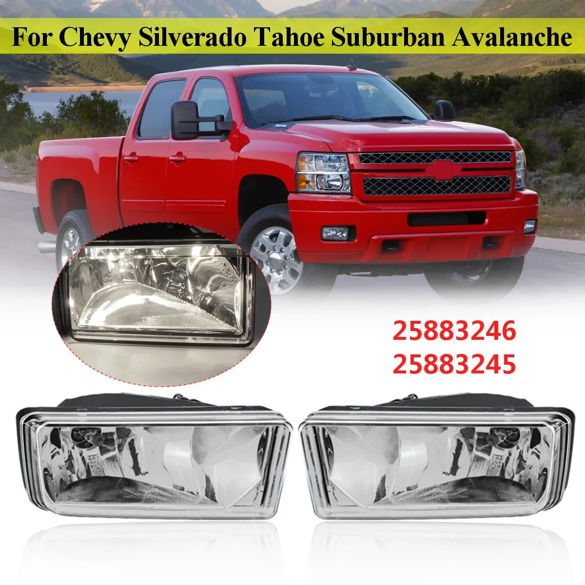 Пара прозрачных передних противотуманных фар 12 В ДЛЯ Chevy Silverado для Tahoe Suburban 2007 2008