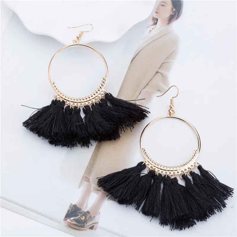 Новые серьги ручной работы с кисточками для женщин этнические большие висячие