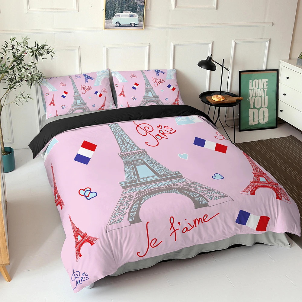 

3D Paris Tower Duvet Cover Set Bedding Set Teen Bedding Set Kids Adult Bed Accessories Girls Bedding Set