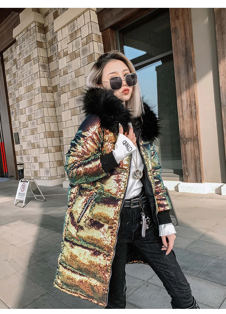 Модная зимняя длинная куртка с голограммой для девочек блестящее пальто