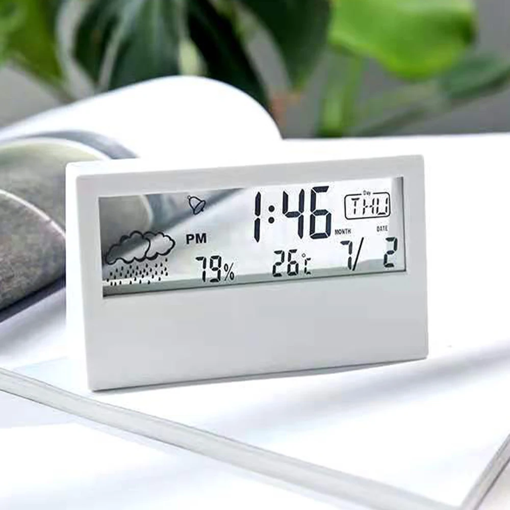 

Электронный будильник с цифровым ЖК-дисплеем, комнатный автоматический Термометр-Гигрометр с монитором влажности и температуры