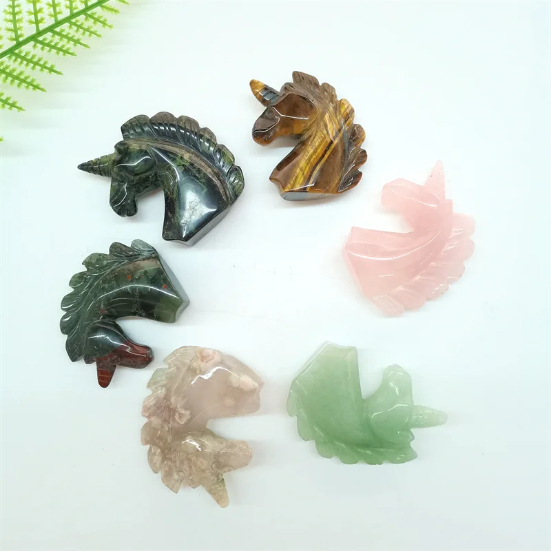 Animal Handicrafts Natural Rose Quartz Green Aventurine 2inch Crystal Unicorn Gift for Kids SYY | Stones