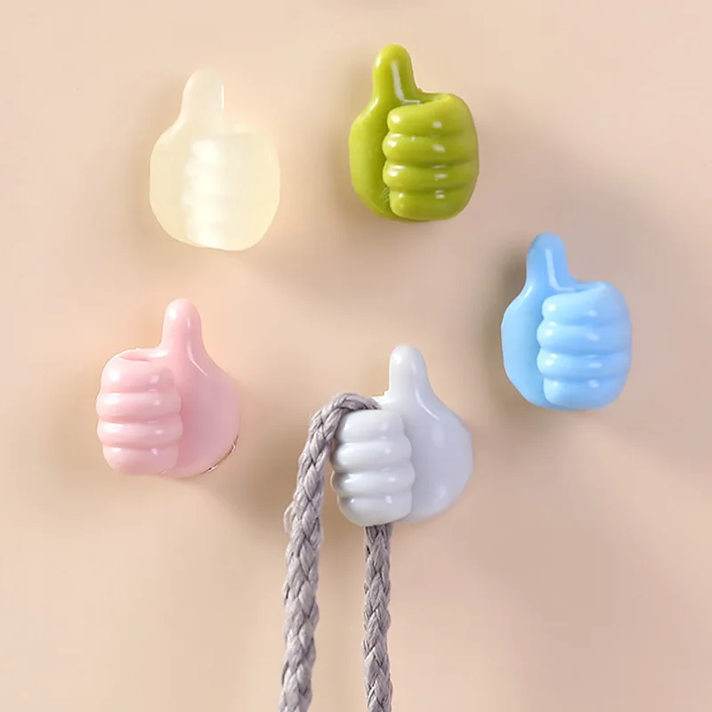 

Creative Thumbs Up Shape Hook Toothbrush Holder Hole-Free Sticky Hook Kitchen Bathroom Sundries Storage Key Holder Hooks