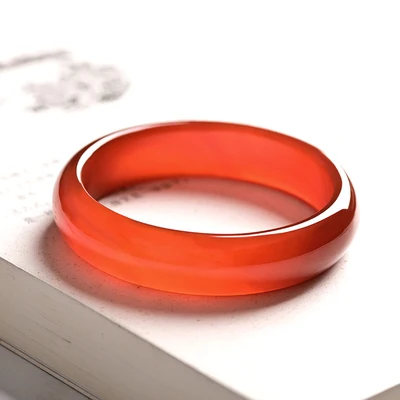 

Zheru Jewelry Natural Agate Chalcedony 54-64mm Red Bangle Elegant Princess Jewelry Best Gift