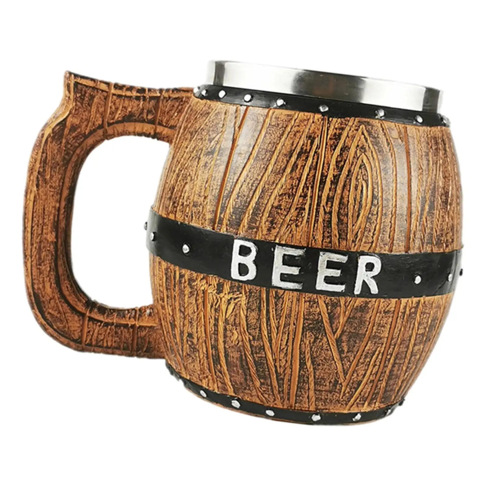 

Деревянная пивная кружка, 15 унций, чашка для питья пива, чая, чашка для воды, чашка из нержавеющей стали, чашка большой емкости в форме ведра д...