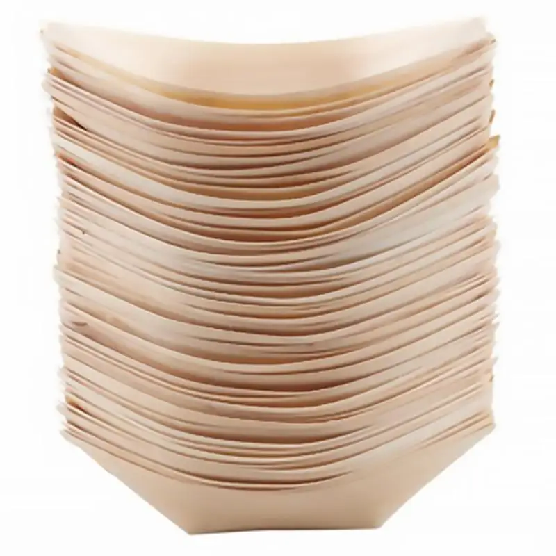 

50pcs Wooden Tableware Snack Containers Disposable Food Containers Snack Bowl
