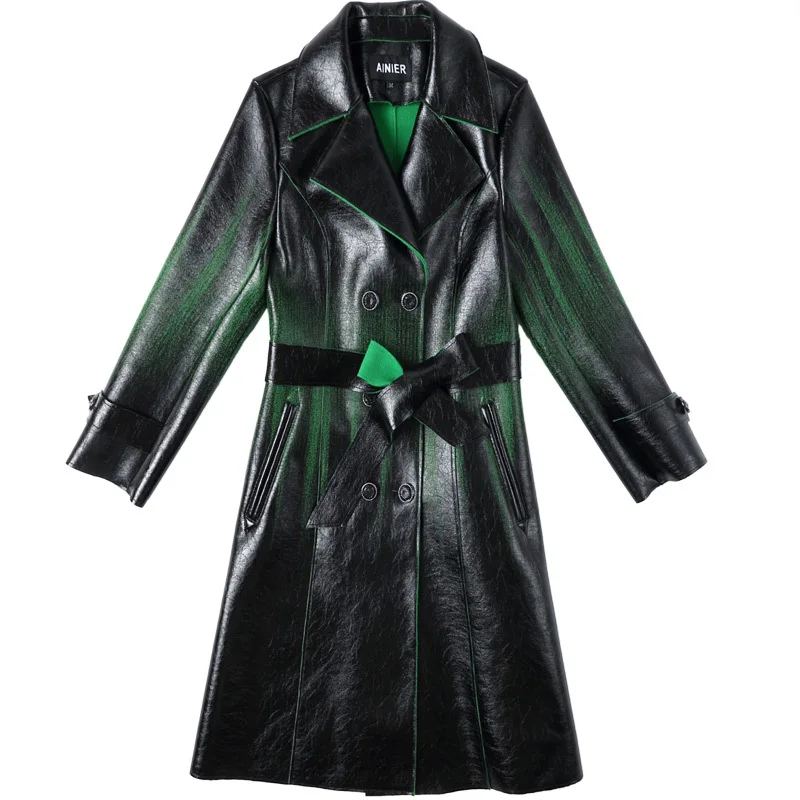 

Quality PU High Leather Coat New 2021 Autumn Winter Women Leather & Suede Outerwear Coat Plus Size XXXXL Coat Overcoats Female