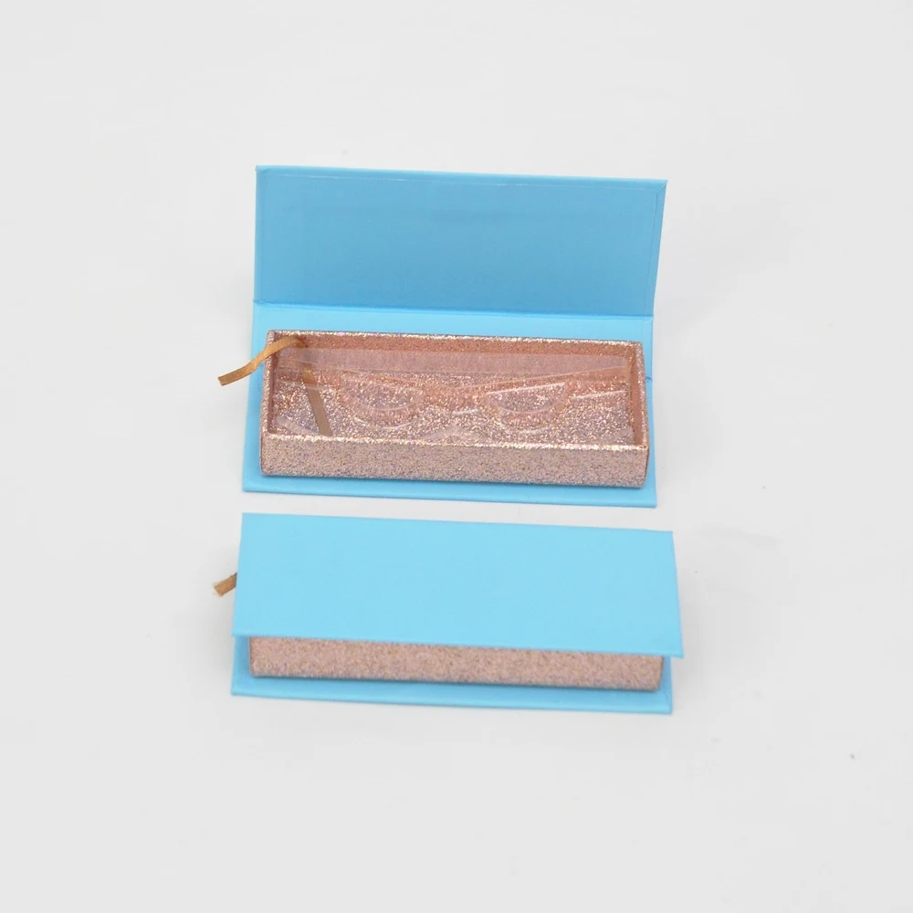 

Wholesale eyelash packaging box lash boxes package custom rectangle magnetic blue false eyelashes makeup storages case vendors