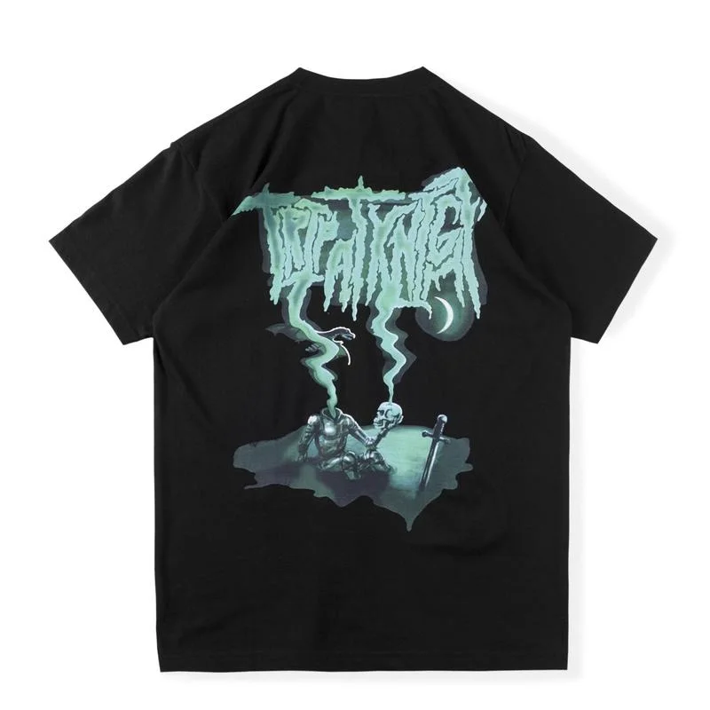 

22SS Night Bone Printing 100% Cotton EU Size Cactus Jack Top Tees Men Women Hip Hop Summer Justin Bieber Skateboard