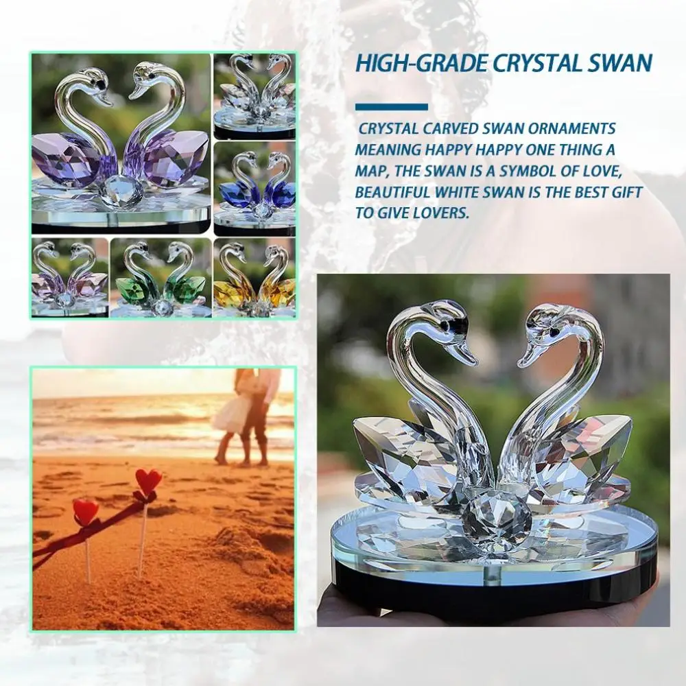 

Creative Swan Crystal Glass Figure Paperweight Ornament Decor Collection Living Room Desktop Ornaments Home Decor