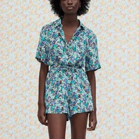 za summer women dress 2021 floral printed short sleeve pockets v neck casual party vestido elegant mini fashion girl outfits