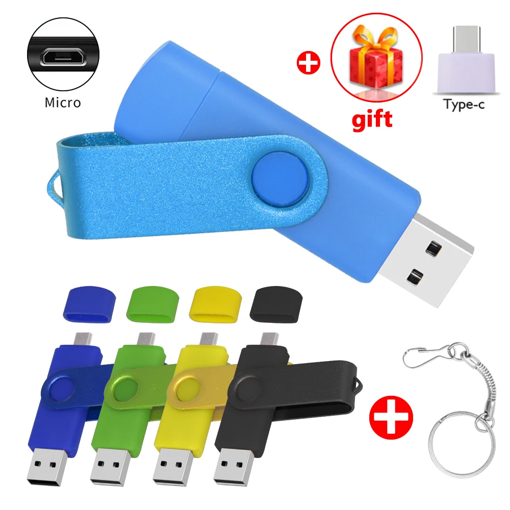 Вращающийся OTG USB флеш-накопитель 64 ГБ 2 0 для смартфона 4 8 16 32 128 micro usb устройства