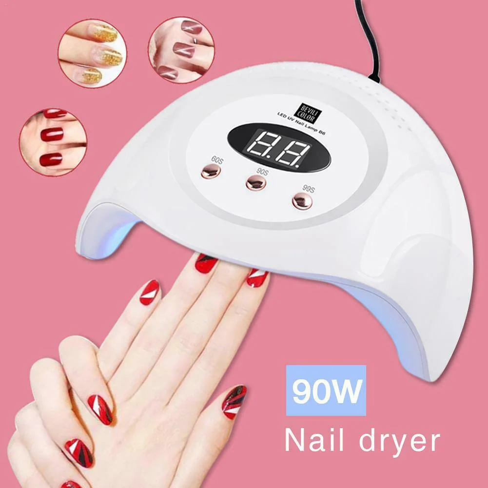 

LED Lamp 90W Timer Polish Curing Sensor Nail Dryer Useful Light Durable Portable Gel Mini Manicure