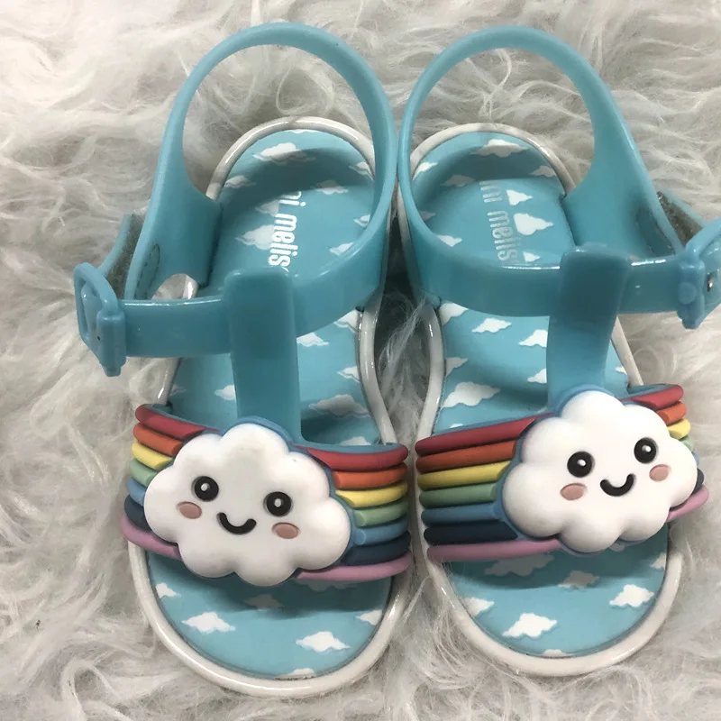 Новинка 2022 летние сандалии Mini Melissa для девочек детские мягкие радужные облачные