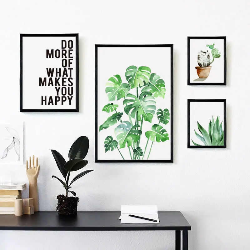 Элегантный поэтический акварельный растительный кактус Кот английский холст