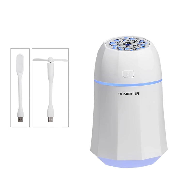 I10 Three in One Humidifier Home Atmosphere Light USB Mini Large Capacity Mute Air + LED Small Fan T | Бытовая техника