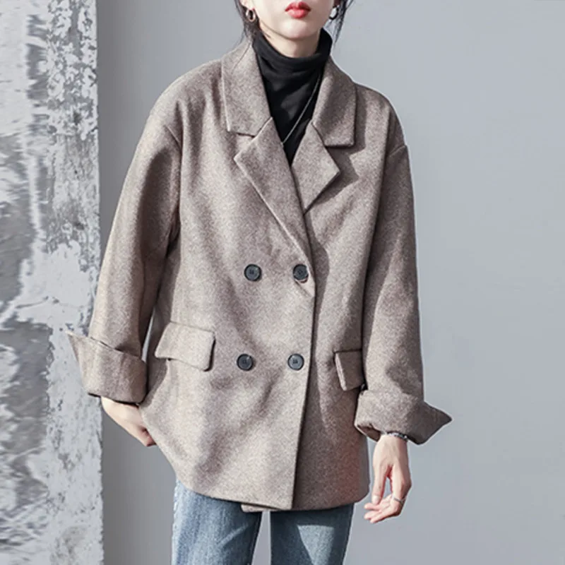 Новинка весны 2020 костюм с воротником цвета хаки элегантный шерстяной утепленный