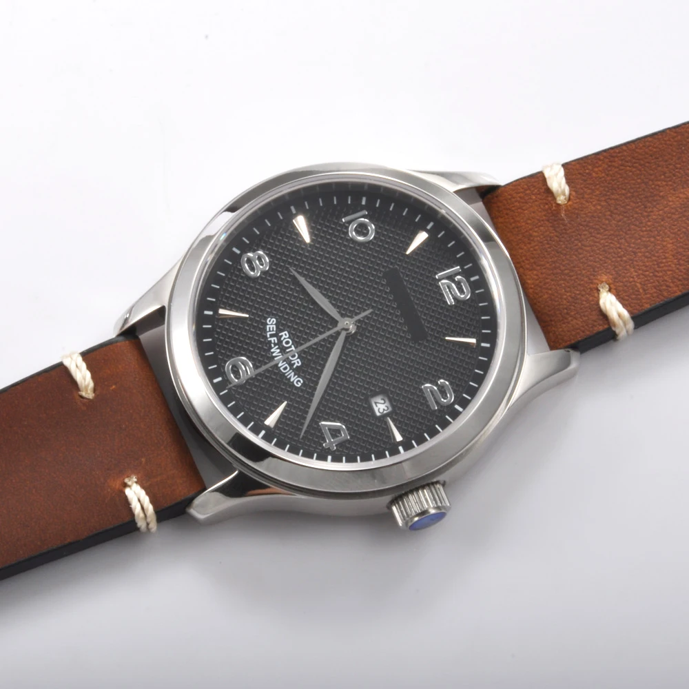 Модные механические часы Corgeut 42 мм роскошные топового бренда с кожаным