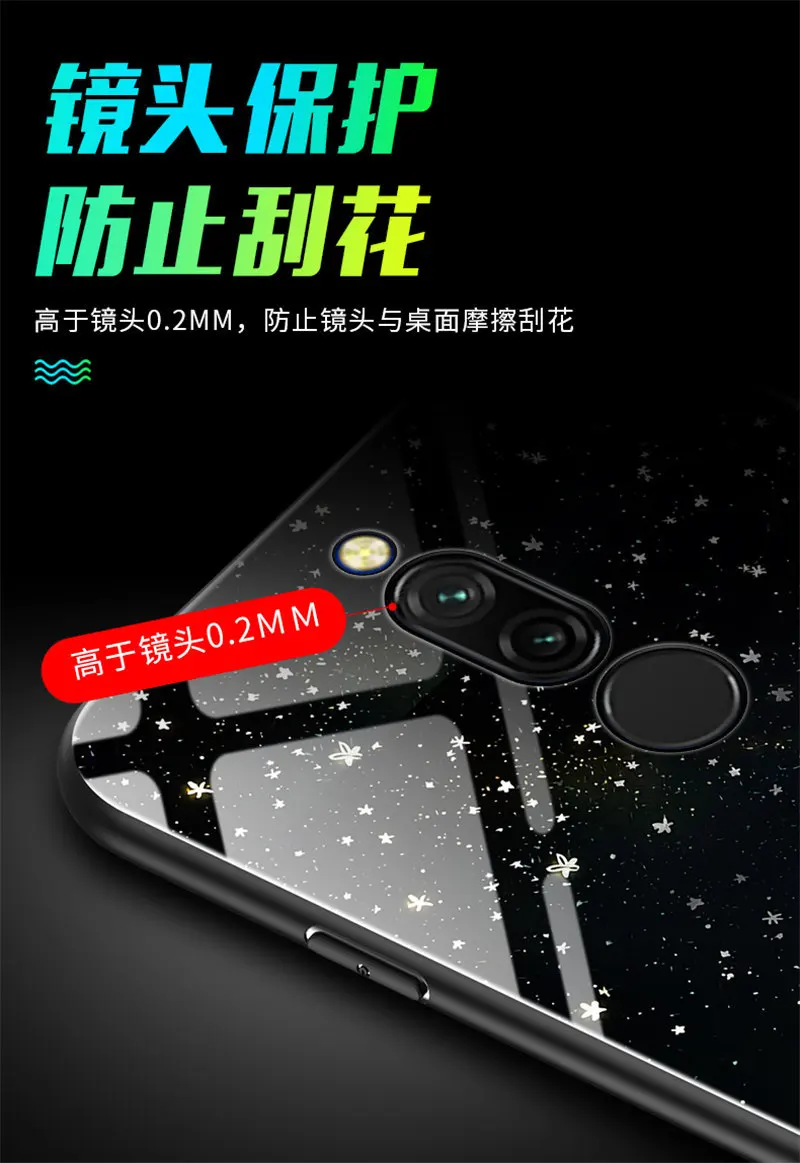 Светящийся чехол для телефона Xiaomi Redmi 8, чехол 6,22 дюйма, светящаяся задняя крышка из закаленного стекла для Xiaomi Redmi 8, силиконовый чехол
